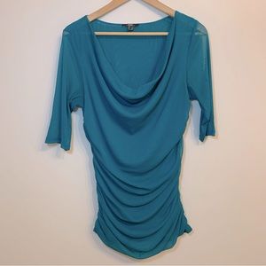 Teal stretchy Mexx Metropolitan short sleeve blouse. Sz L